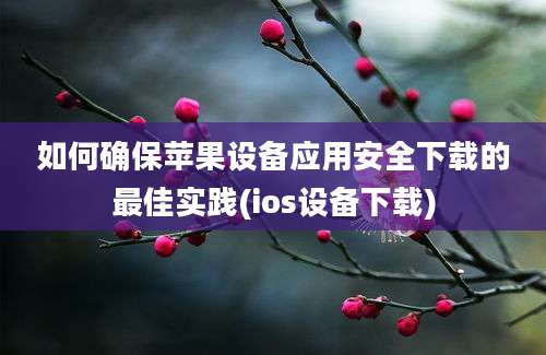 如何确保苹果设备应用安全下载的最佳实践(ios设备下载)