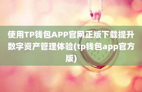 使用TP钱包APP官网正版下载提升数字资产管理体验(tp钱包app官方版)