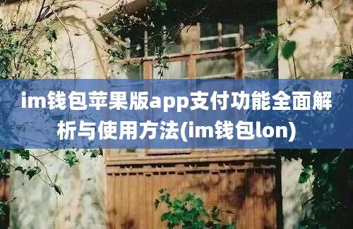 im钱包苹果版app支付功能全面解析与使用方法(im钱包lon)